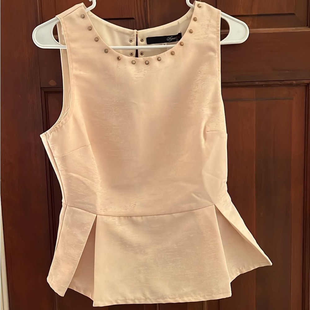 Sugarlips Cream Embellished Peplum Blouse